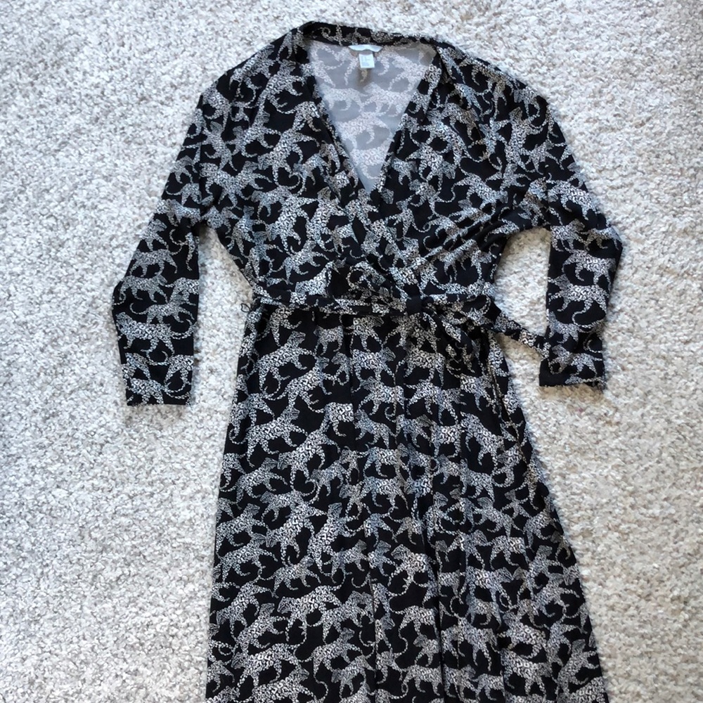 Fun leopard long sleeve wrap dress